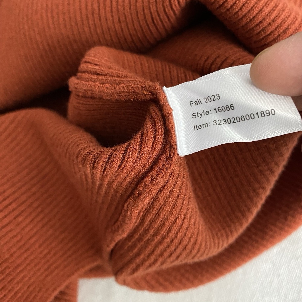 Marine Layer Lexi Ribbed Knit Long Sleeve Polo Midi Dress Women's XL Burnt Henna - Picture 16 of 16